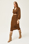 Women's Brown Slit Skirt Knitted Suit TKM-19000255 - 3