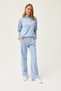 Women's Baby Blue Bottom Pocket Pants Top Stand Collar Blouse Raised Suit TKM-19000254 - 3