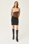 Women's Stone Brown Black Color Blocked Hooded Mini Dress ELB-19002040 - 3
