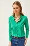 Women's Floral Grass Jacquard Satin Detailed Woven Shirt GML-19001173 - 5