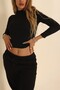SHILSEE Black Corded Lycra Long Sleeve Blouse - 3