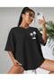 Palm Tree Printed Black Oversize T-shirt Unisex - 2