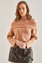 Women's Milk Coffee Degaje Collar Sweater 40981004 - 4