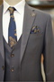 Navy Blue Men's Suit - Swallow Collar, Italian Style, Slim Fit Jacket, Vest, Trousers - 4