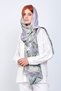 100% Silk Scarf| 35x160 cm| Gray Van Gogh Almond Tree| - 5