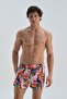 Pink - Orange Micro Short Parrot Patterned Swim Shorts - 4