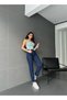 Boyfriend Dark Blue Mom Jean High Waist Stretchy Denim Jean - 2