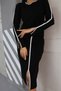 Bicycle Round Neck Long Sleeve Ankle Slit Stripe Sweater Midi Skirt Double Knitwear Set - 3
