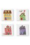 Set of 4 Colorful Houses Special Design Digital Printed Modern Zippered Chair Cushions - 4