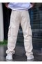 Men's Cargo Pocket Baggy Pants Cream Color - 2