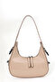 Women's Cream Patent Leather Shoulder Bag with Strap Detail