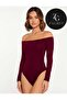 Women's Burgundy Body Silk Jersey Double-Layer Not Showing Inside Strapless Body with Snap Fasteners - 2