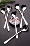 Heart Shaped Set of 6 Ice Cream and Dessert Spoons Stainless Steel