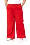 Plus Size Wide Leg Gabardine Red Trousers with Tie Detail - 5