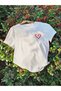 Girl's Red Minimal Heart Printed White Kids T-shirt - 2