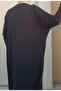 Black Bat Sleeve Loose-Fitting Combed Viscose Hijab Dress - 4