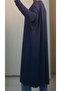 Navy blue bat sleeve salaş combed cotton viscose islamic tunic below the knee - 7