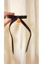 Orange Murano Glass Heart with Black Letter Bow Ribbon Hair Clip (4 cm) - 2