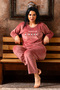 Plus Size Velvet Women's Pajama Set - Super Soft Velvet - 3