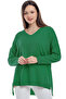 V-neck Long T Sleeve Back Long Front Short Slit Loose Cut Seasonal Basic Loose Knitwear Sweater