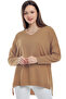 V-neck Long T Sleeve Back Long Front Short Slit Loose Cut Seasonal Basic Loose Knitwear Sweater