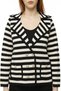 CROWACE CUTTED BLACK ECRU STRIPED STEEL KNITTING CUSTOM DESIGN STRICK CARDIGAN
