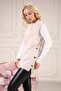 Women's Button Detailed Casual Ecru Sweater - 4