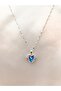 Steel Silver Ocean's Heart Blue Stone Necklace - 2