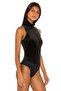 Women's Black Velvet Turtleneck Bodysuit - 3