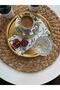 Round Gold Presentation Tray Decorative Serving Tray Tea, Coffee 22 Cm Set of 6 - 5