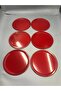 6-Piece Metal Red Single Decorative Tea, Coffee and Cake Service Presentation Tray 23 Cm - 2