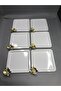 Stainless Steel Square 6-Piece White Coffee, Tea, Decorative Presentation Serving Tray with Luxury Butterfly Accessories - 2