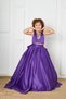 purple front crystal stone crop skirt girl's evening dress - 4