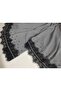 Gray Crepe Chiffon Fabric Hand Embroidered with Short Lez Lace Bıt Stoned Luxury Shawl - 2