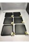 Stainless Steel Square 6-Piece Black Coffee, Tea, Decorative Presentation Serving Tray with Luxury Butterfly Accessories - 2
