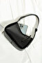 Women's Crocodile Patterned Black Baguette Bag - 4