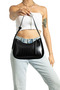 Women's Crocodile Patterned Black Baguette Bag - 2