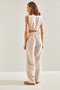 Women's Stone Striped Vest Top and Bottom Set 60111021 - 4