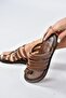 Tan Genuine Leather Women's Sandals K374680203 - 3