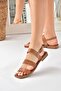 Tan Genuine Leather Thick Strap Daily Women's Sandals M291042603 - 4