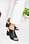 P555450803 Black Genuine Leather Thick Heeled Casual Women's Shoes - 3