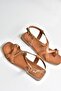Tan Genuine Leather Flip Flops Women's Sandals M291841203 - 5
