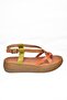M291050703 Orange/Tan Genuine Leather Flip Flops Women's Sandals - 5