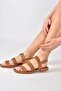 Tan Genuine Leather Thick Strap Daily Women's Sandals M291042603 - 3