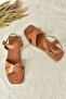 Tan Genuine Leather Cross Strapped Daily Women's Sandals M291041503 - 5