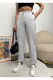 Women's Light Gray Elastic Waist High Waist Jogger Sweatpants - 4