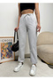 Women's Light Gray Elastic Waist High Waist Jogger Sweatpants - 2