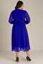 Cobalt Blue Long Double Breasted Collar Wrap Chiffon Plus Size Dress - 4