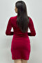 Women's Red Turtleneck Long Sleeve New Season Mini Dress - 4