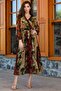 Brown Double Breasted Collar Lined Plus Size Chiffon Lined Dress - 2